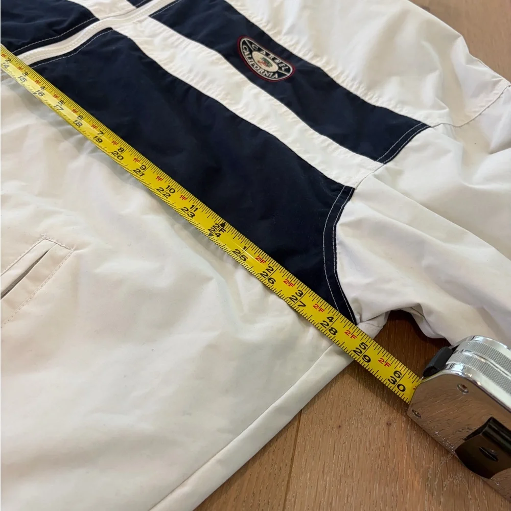 90s Cheneral White Navy REVERSIBLE Fleece Hooded CARMEL CALIFORNIA Jacket 2XL